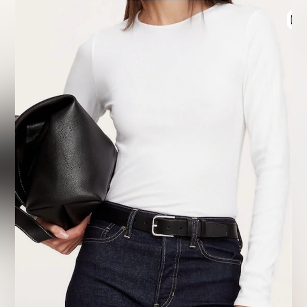BANANA REPUBLIC WOMAN WHITE TIMELESS LONG-SLEEVE CREW-NECK 
T-SHIRT SIZE S/P - Picture 6 of 7